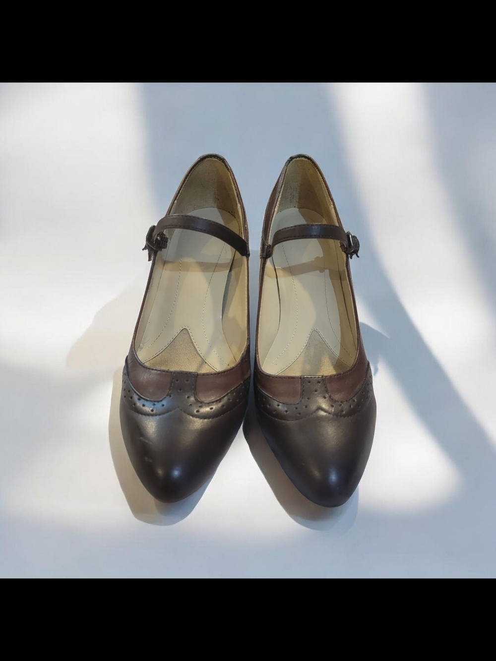 Women’s Two-Tone Brown Mary Jane Pumps